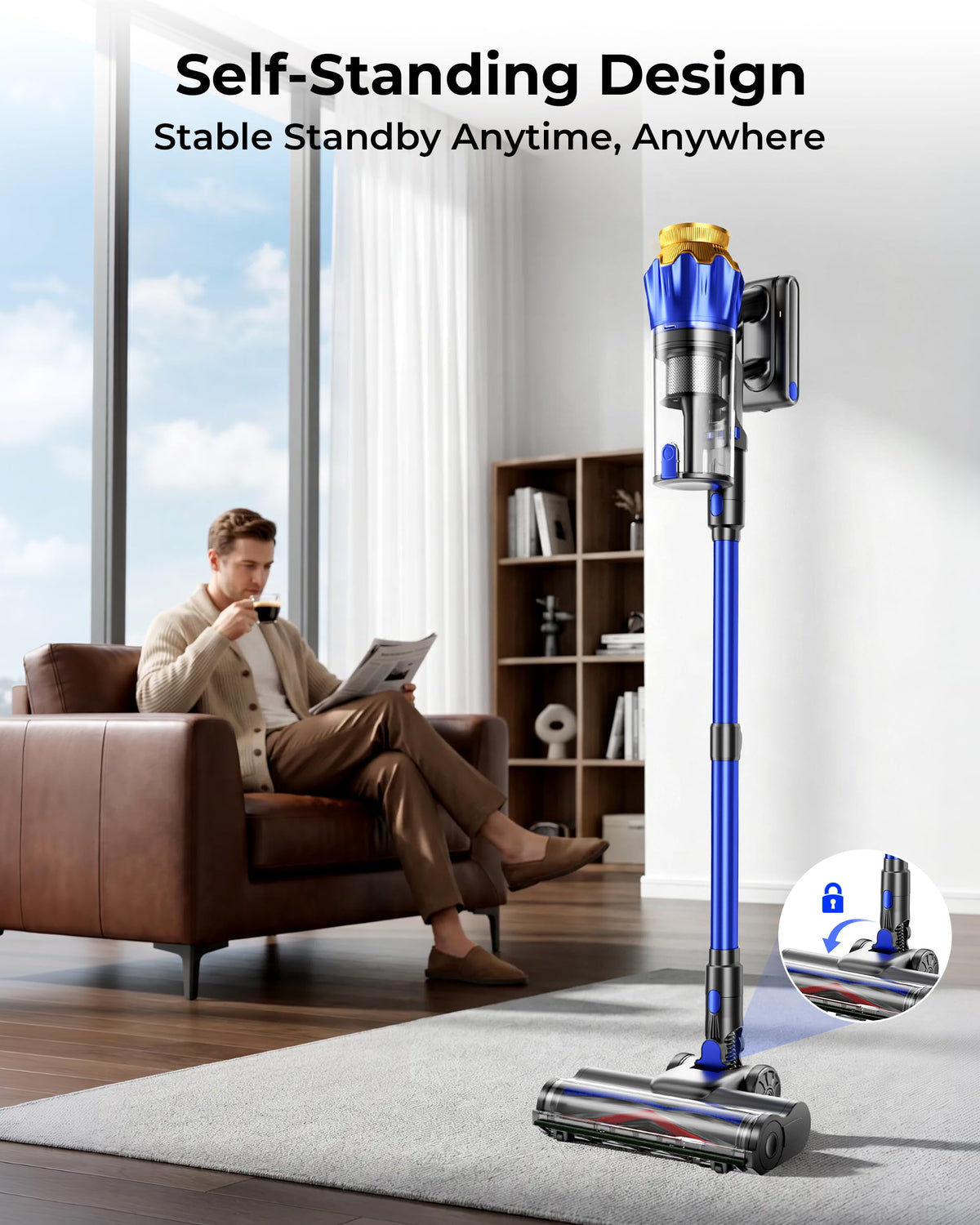 650W 55KPa Cordless Stick Vacuum Cleaner with Anti-Tangle Brush F796980