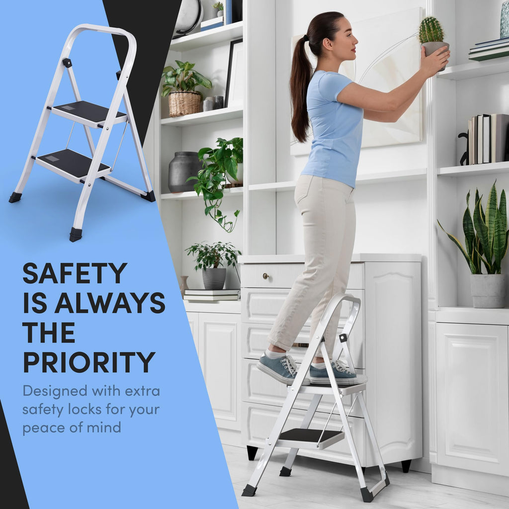 2-Step Folding Steel Ladder with Anti-Slip Platform Y4234