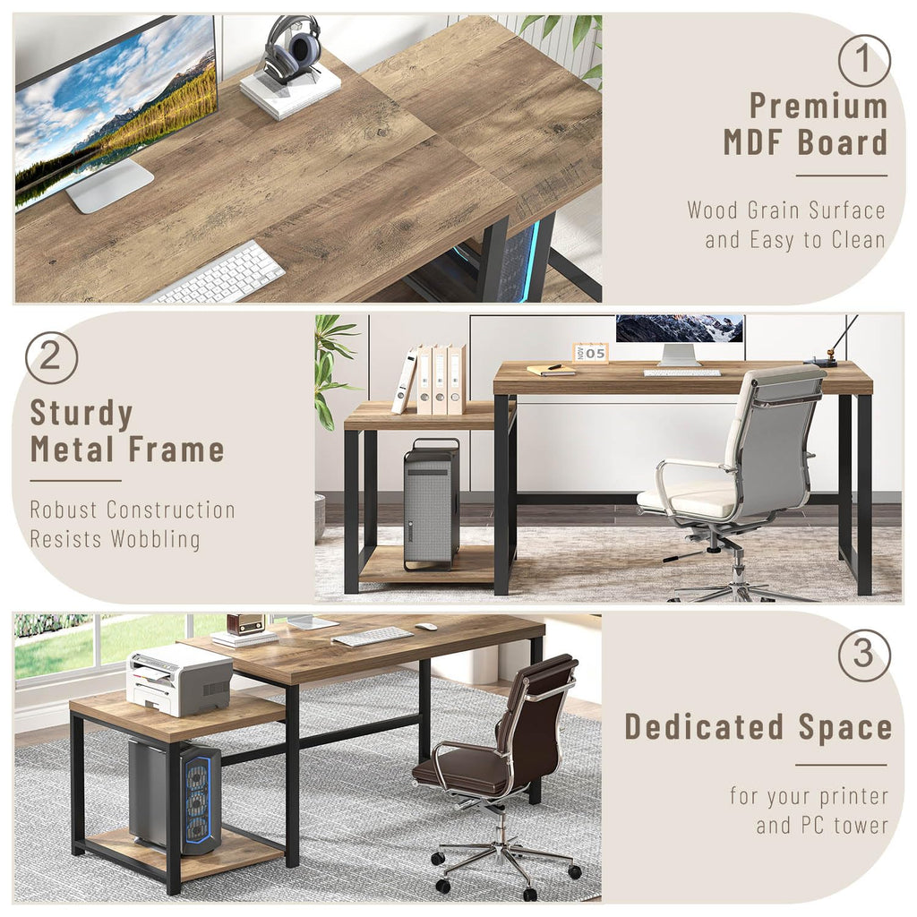 63 Inch Wood Computer Desk with Storage Shelves K236
