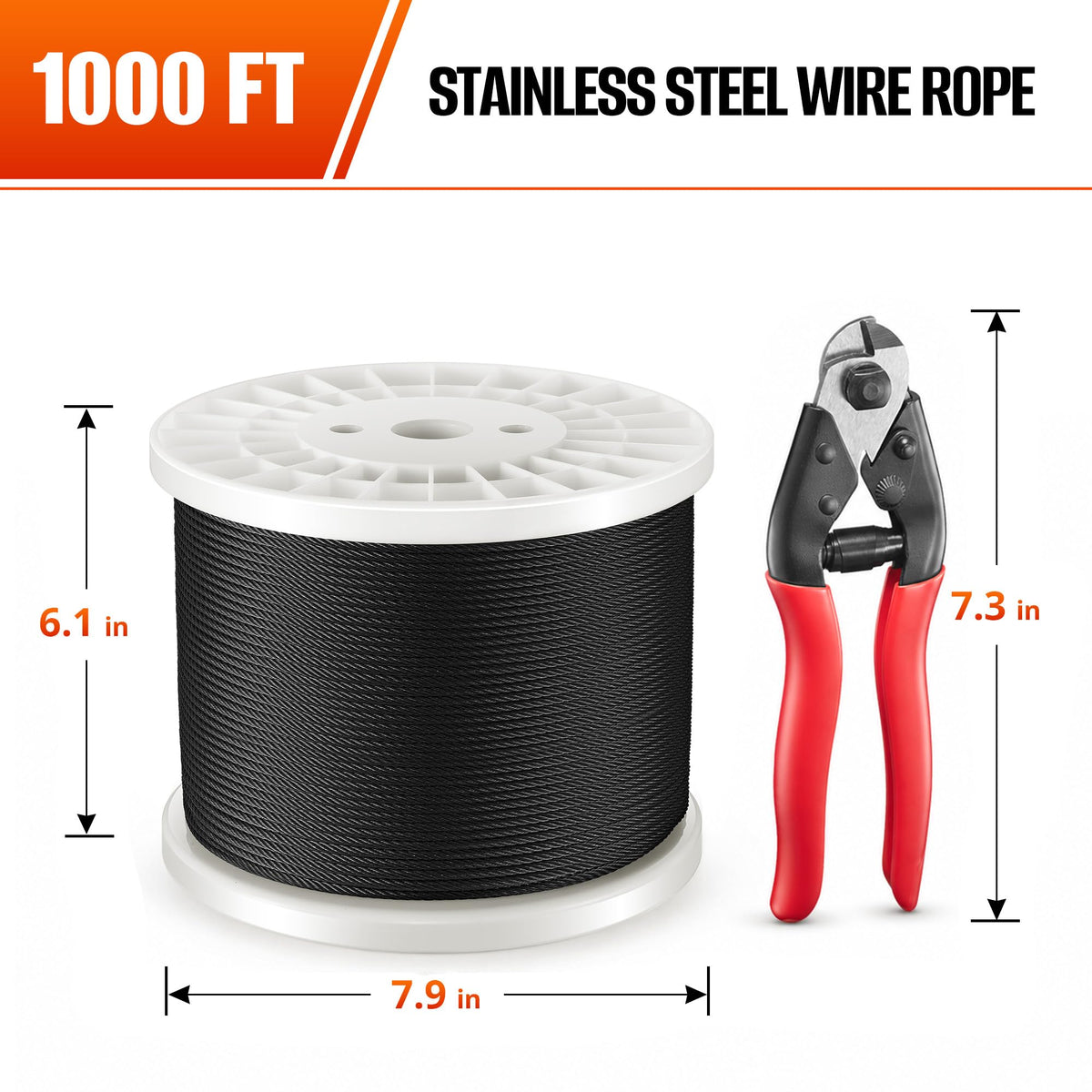 Black Stainless Steel Cable 1000FT J2165