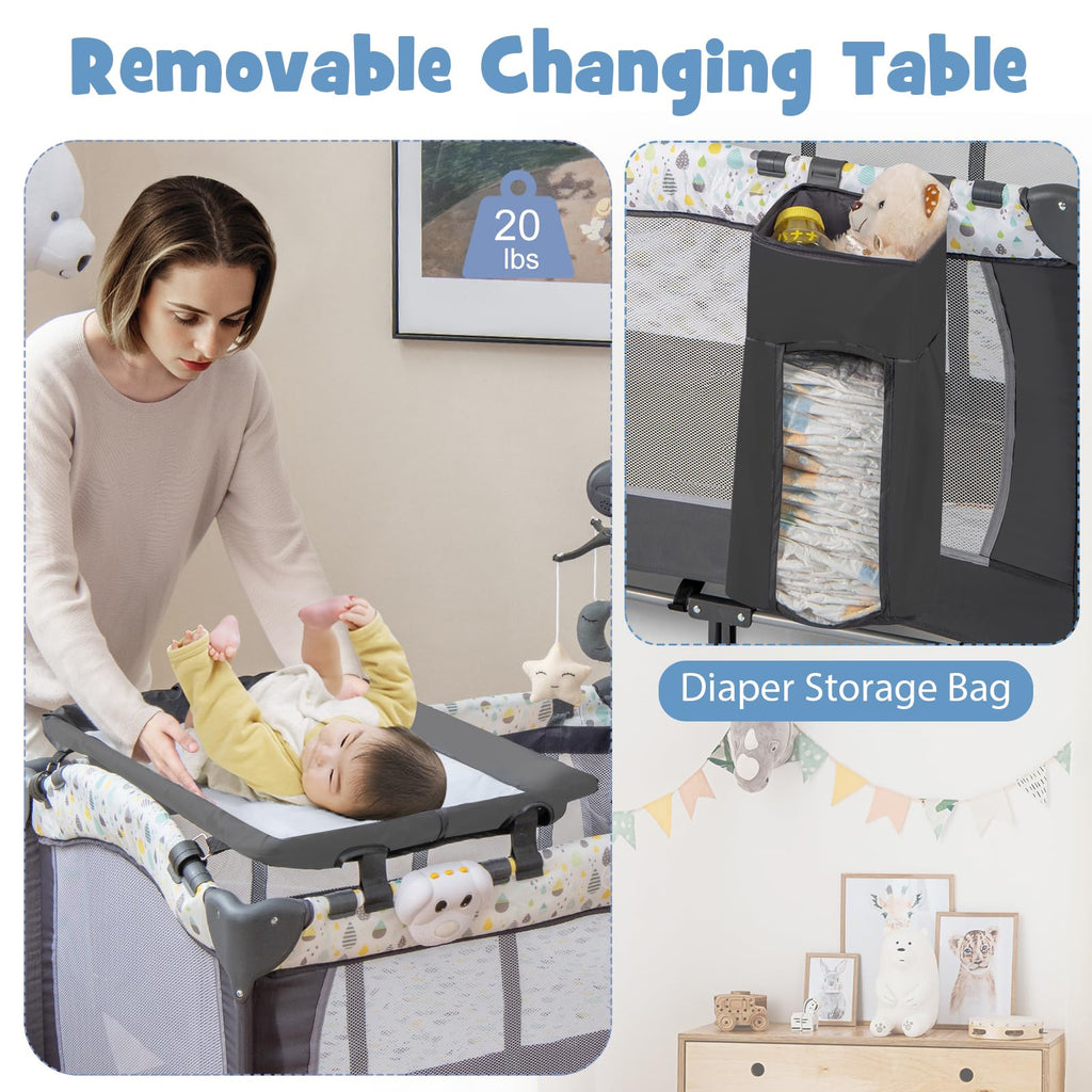 Portable Baby Playard with Bassinet and Changing Table I125418