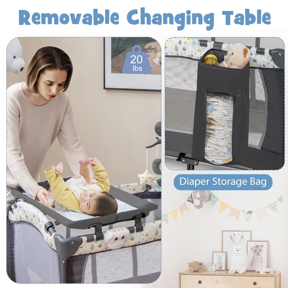 Portable Baby Playard with Bassinet and Changing Table I125418