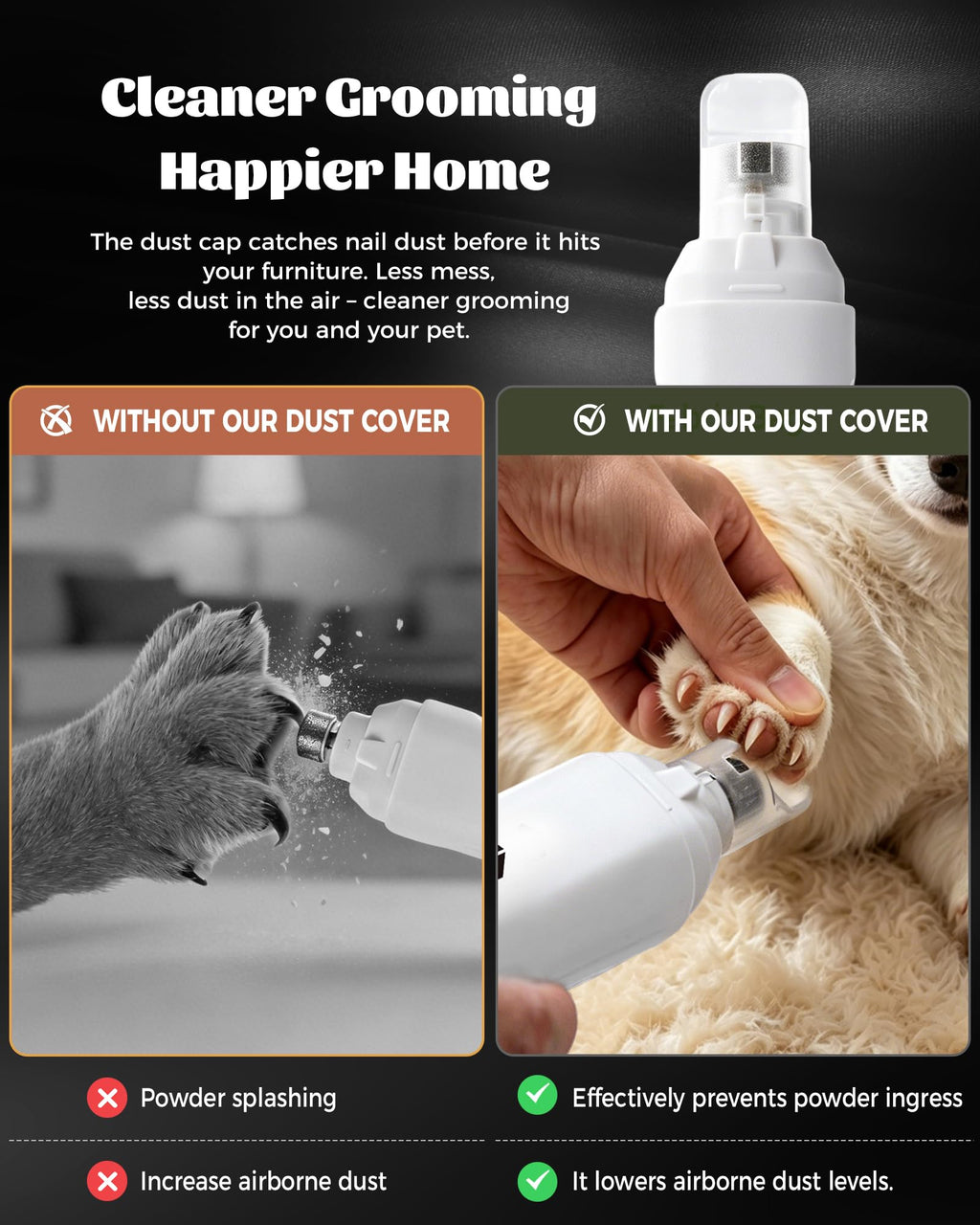 Silent Dog Nail Grinder 5 Speeds with dual LED Lights E5820