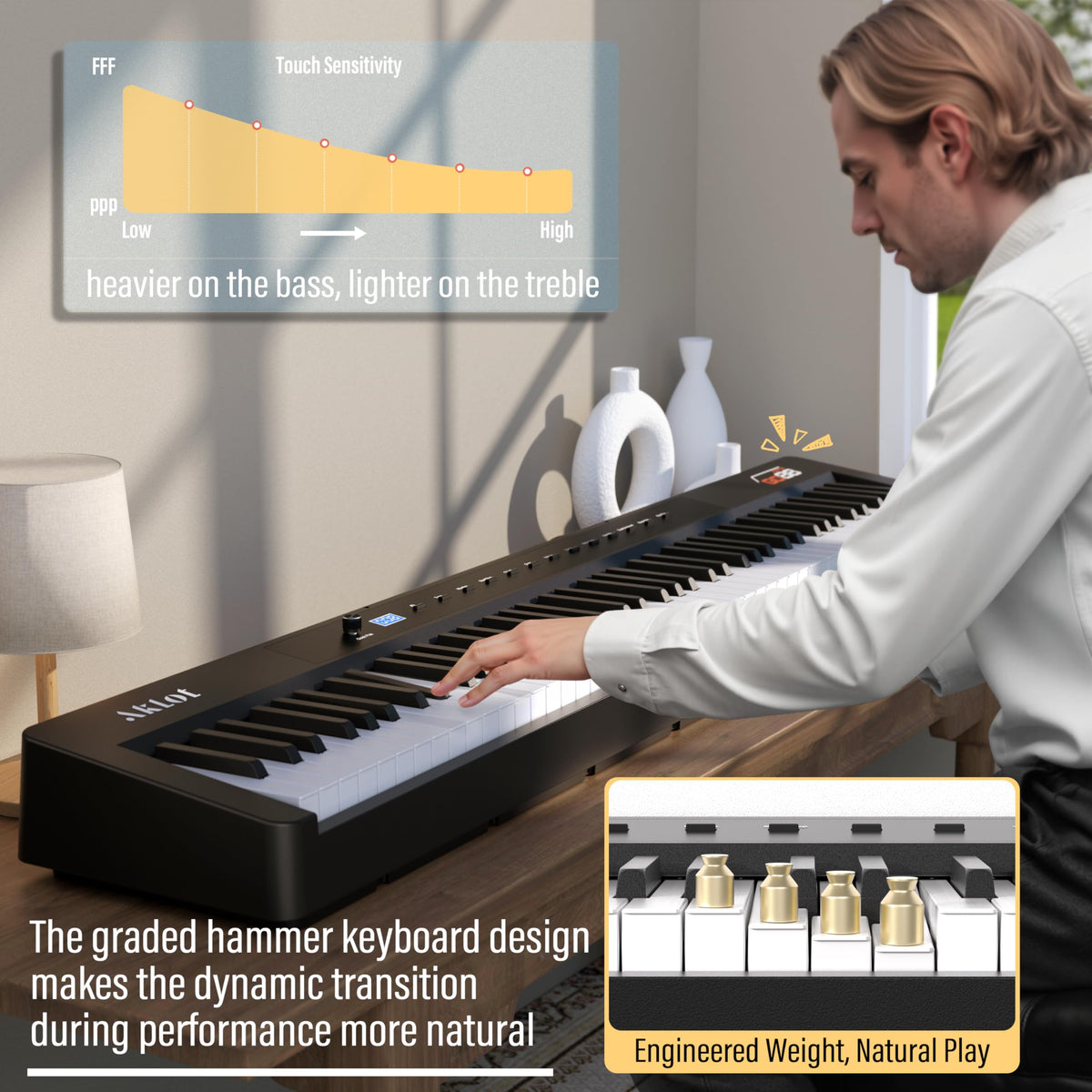 88 Keys Weighted Hammer-Action Digital Piano D893