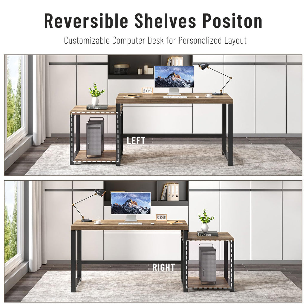 63 Inch Wood Computer Desk with Storage Shelves K236
