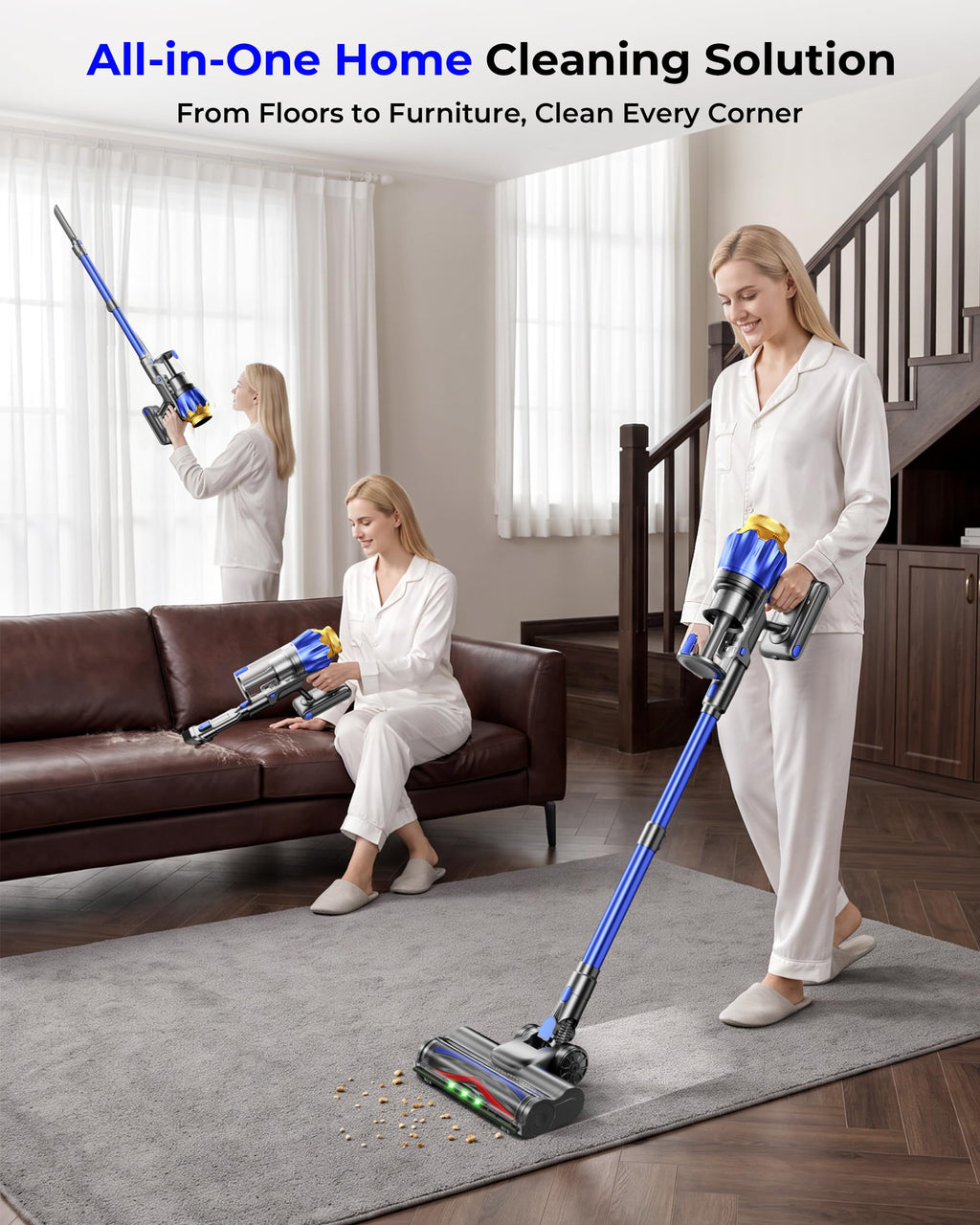 650W 55KPa Cordless Stick Vacuum Cleaner with Anti-Tangle Brush F796980