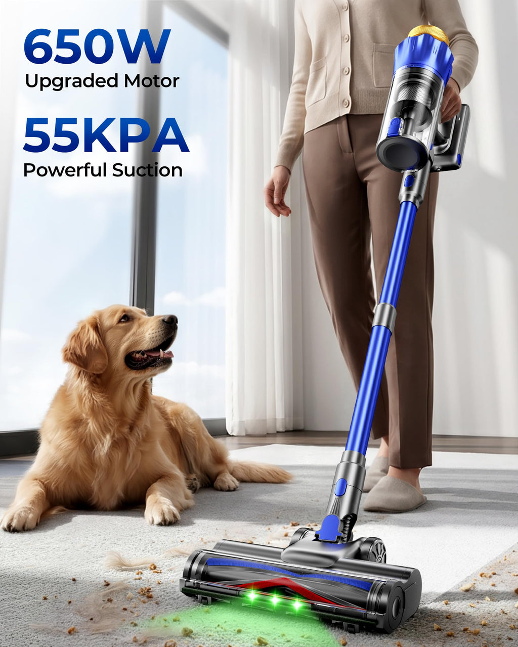 650W 55KPa Cordless Stick Vacuum Cleaner with Anti-Tangle Brush F796980