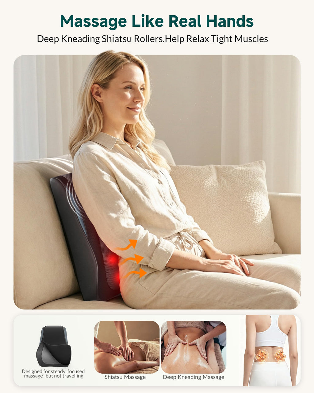 4D Shiatsu Neck Massage Pillow with Heat I775