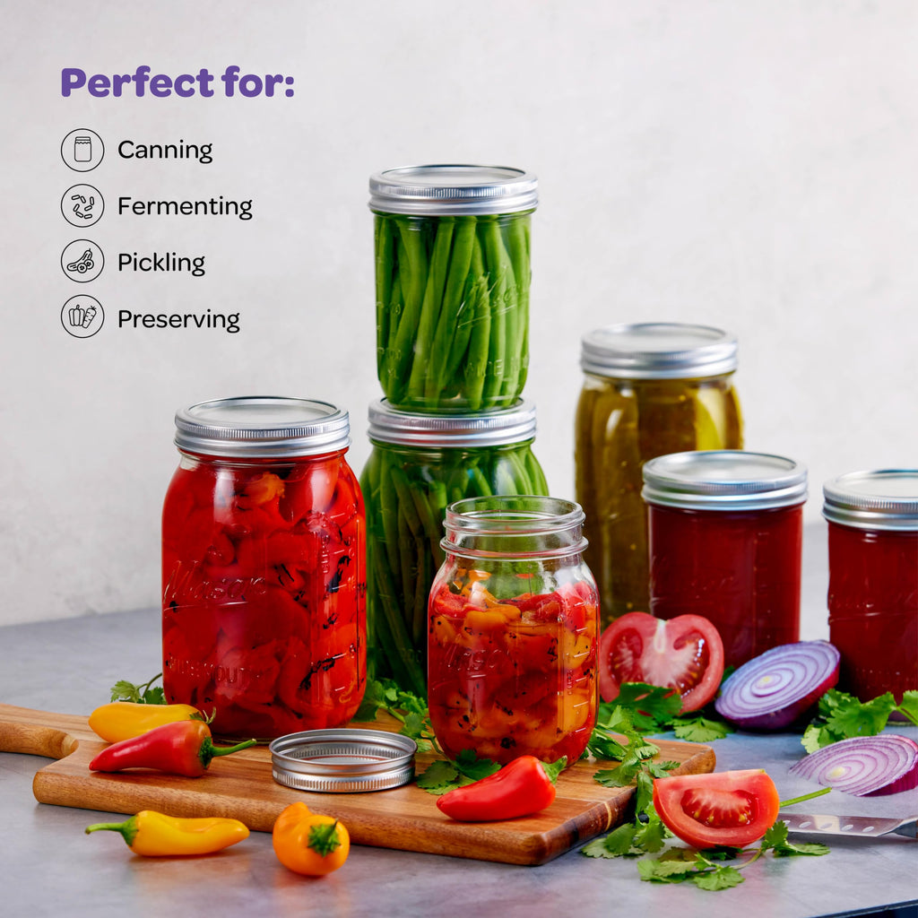 16 oz Wide Mouth Mason Jars 18 Pack with Lids and Bands Q564