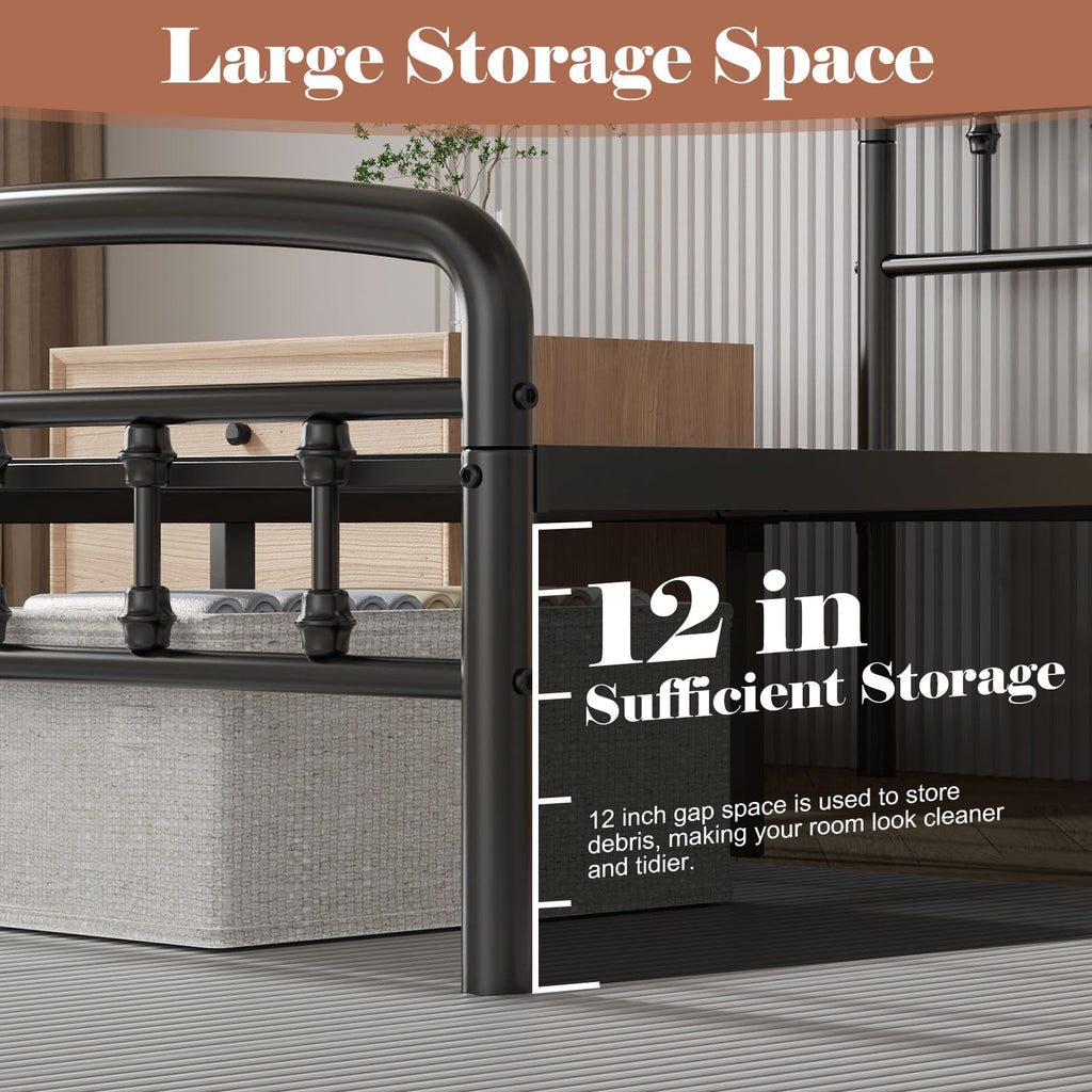 Full Size Metal Bed Frame with Headboard E45492