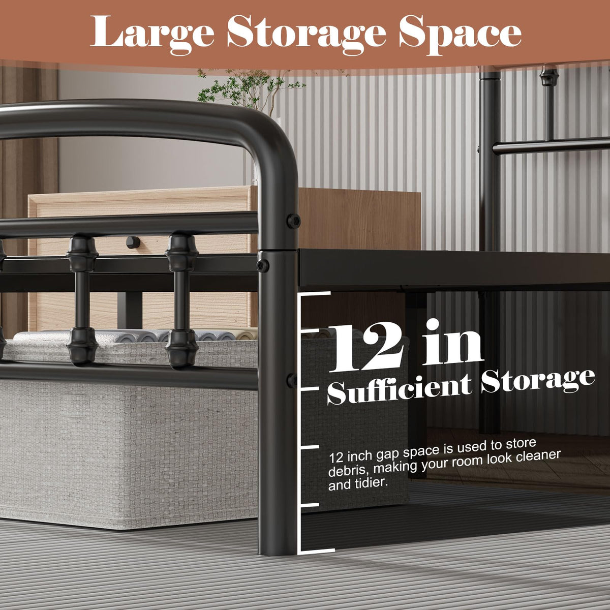 Full Size Metal Bed Frame with Headboard E45492