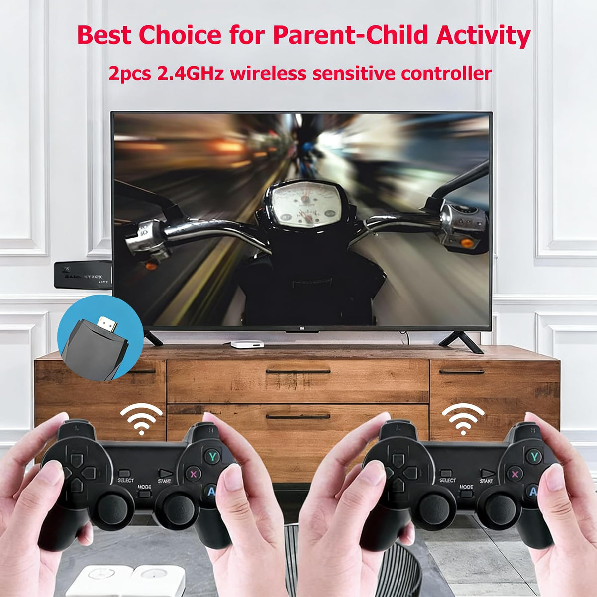 Wireless Retro Game Console 128G Plug & Play Video Game Stick with 2.4G Wireless Controller O225