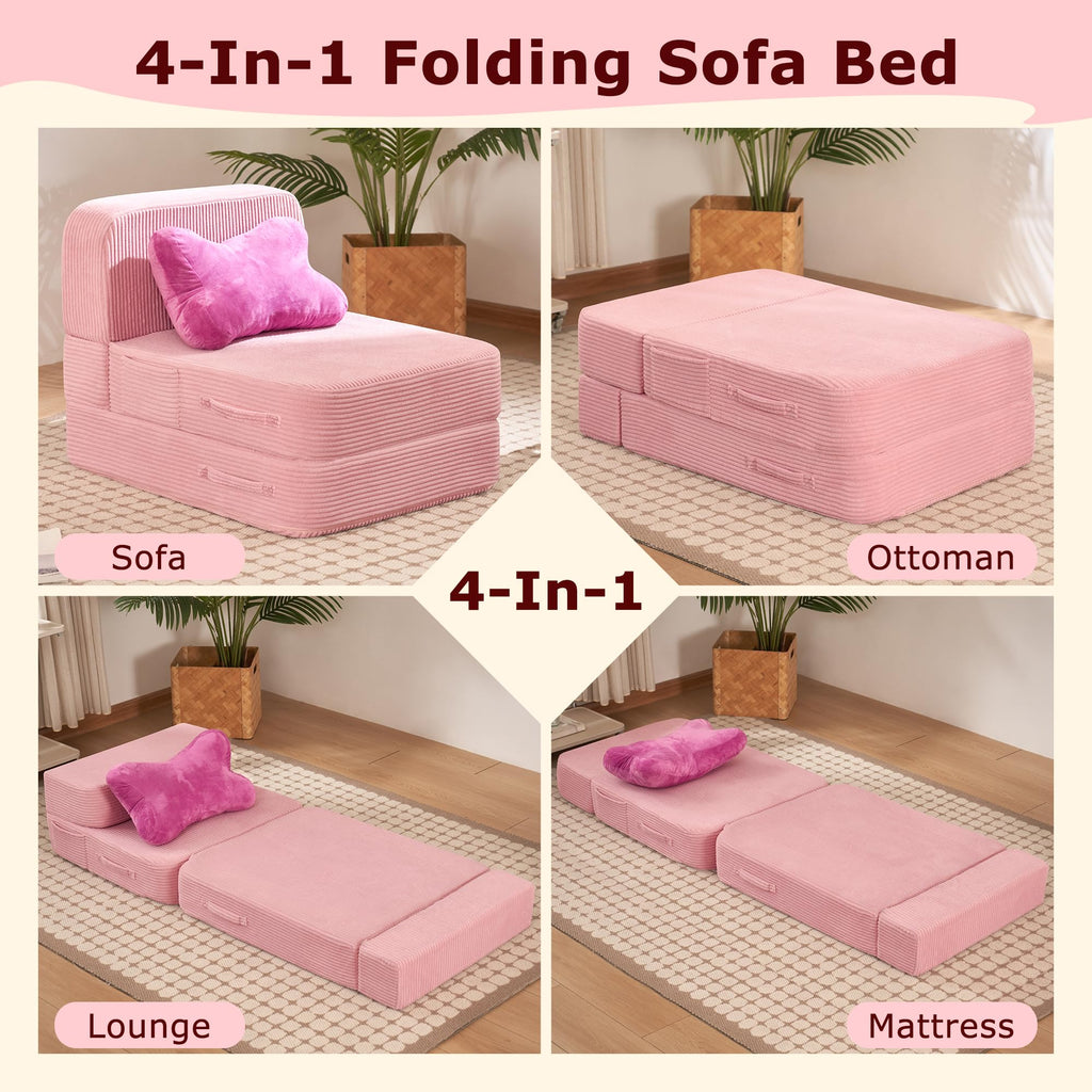 Pink Folding Convertible Sofa Bed M1312