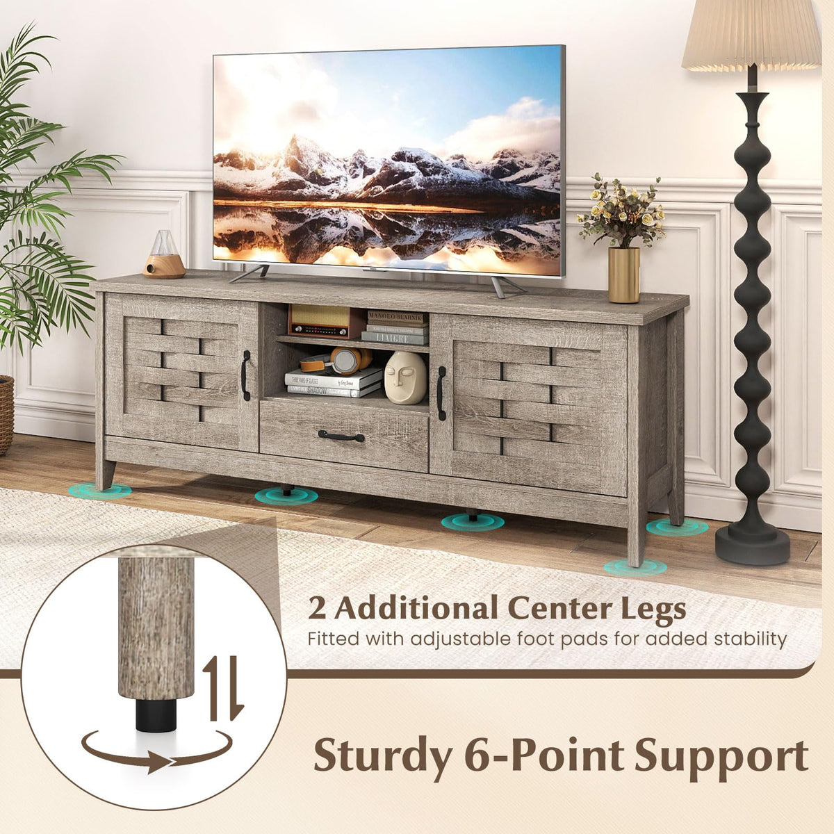 Farmhouse 59" Wood TV Stand with Storage Drawer N837751
