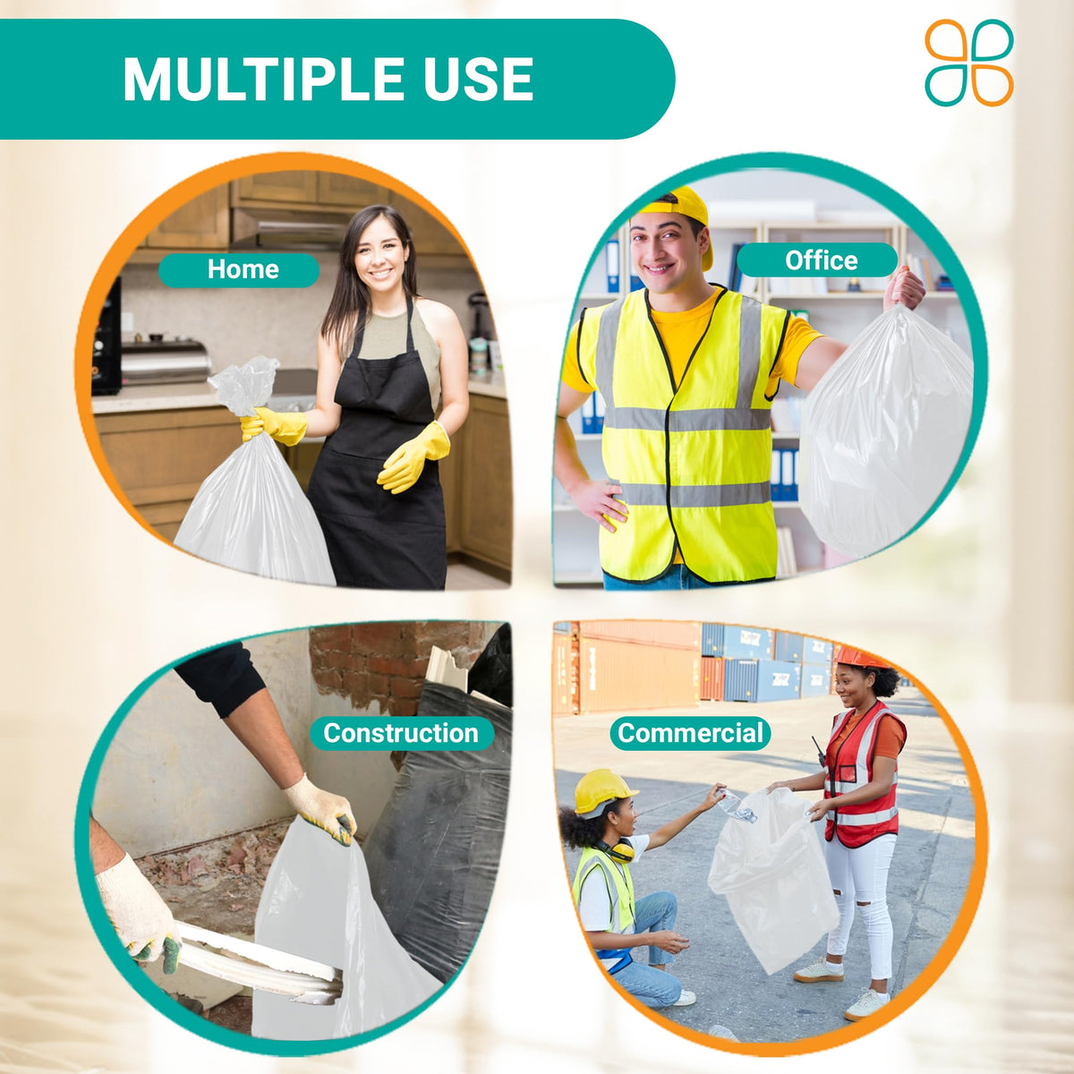Clear 42-Gallon 4 Mil Contractor Trash Bags E37334