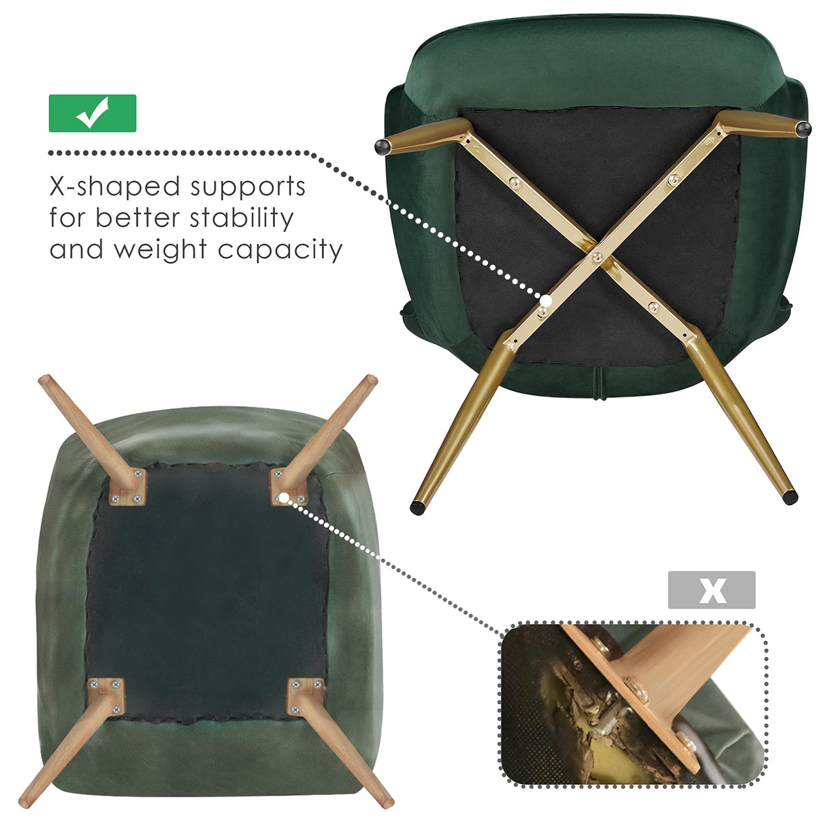 Green Upholstered Accent Chairs Set of 2 L368120