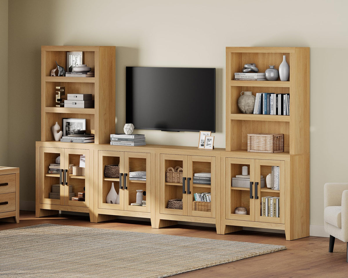 Oak Modular TV Stand with Bookshelves W46663