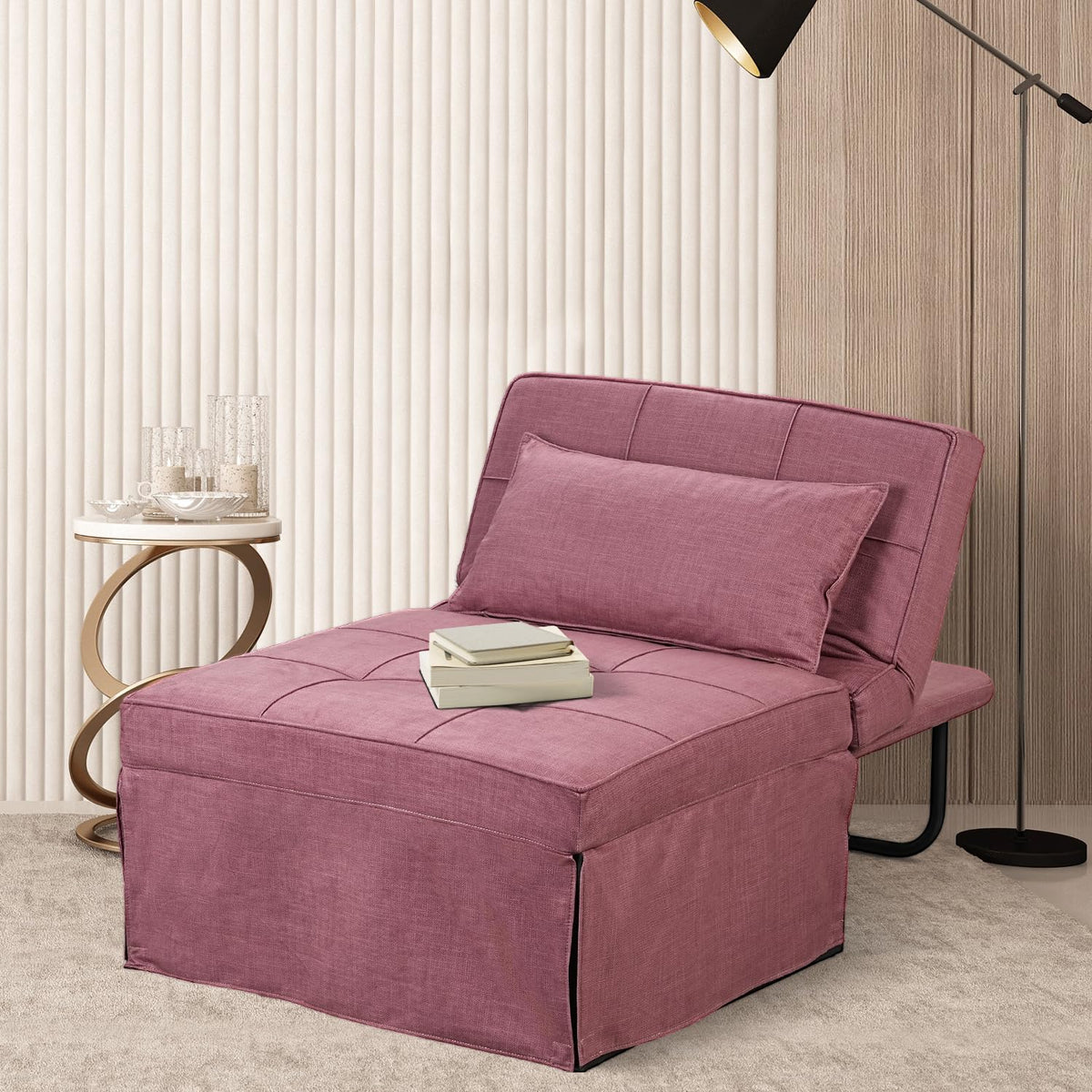 Pink Convertible Sofa Bed Z732