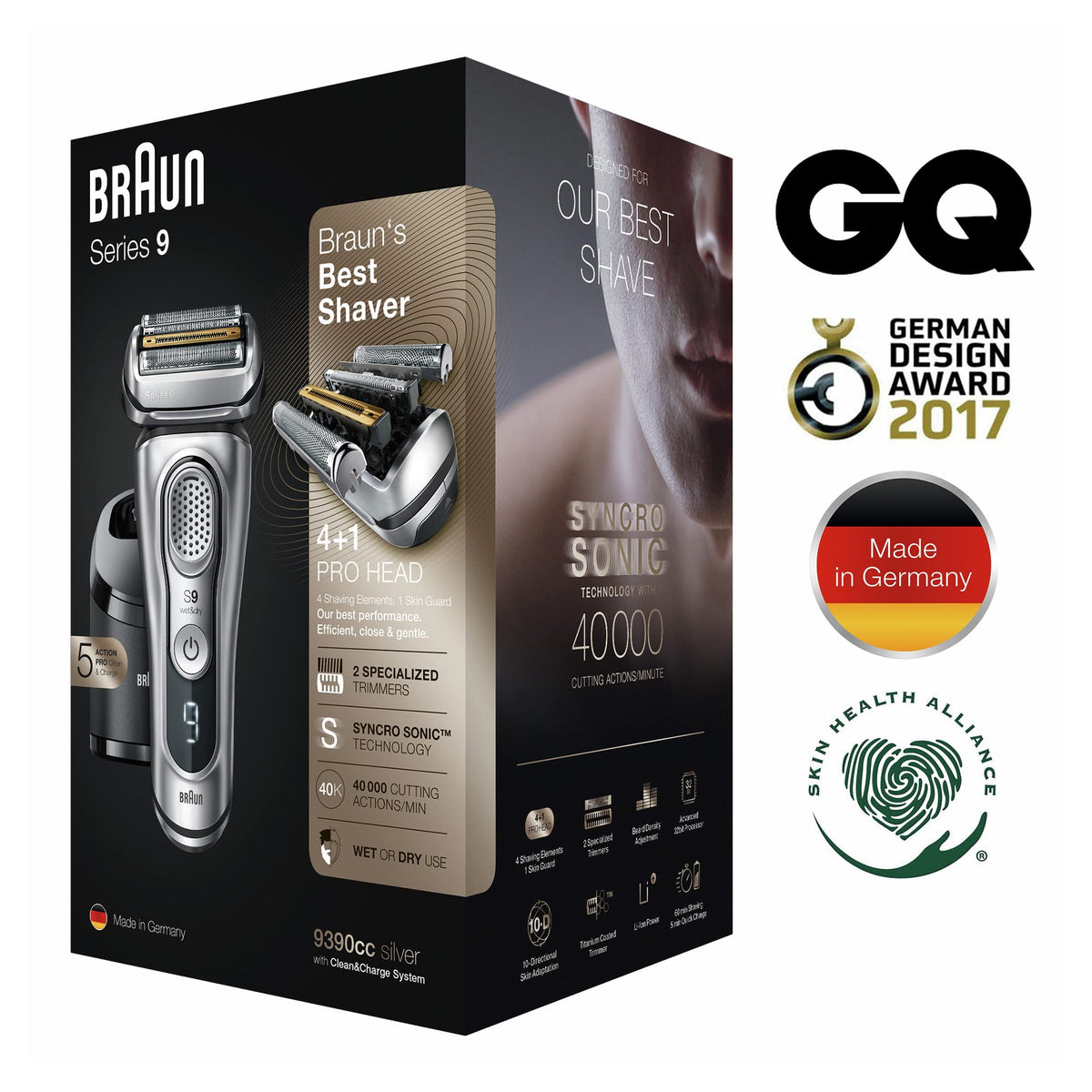 Electric Razor for Men, Waterproof Foil Shaver, Wet & Dry Shave, Silver N381
