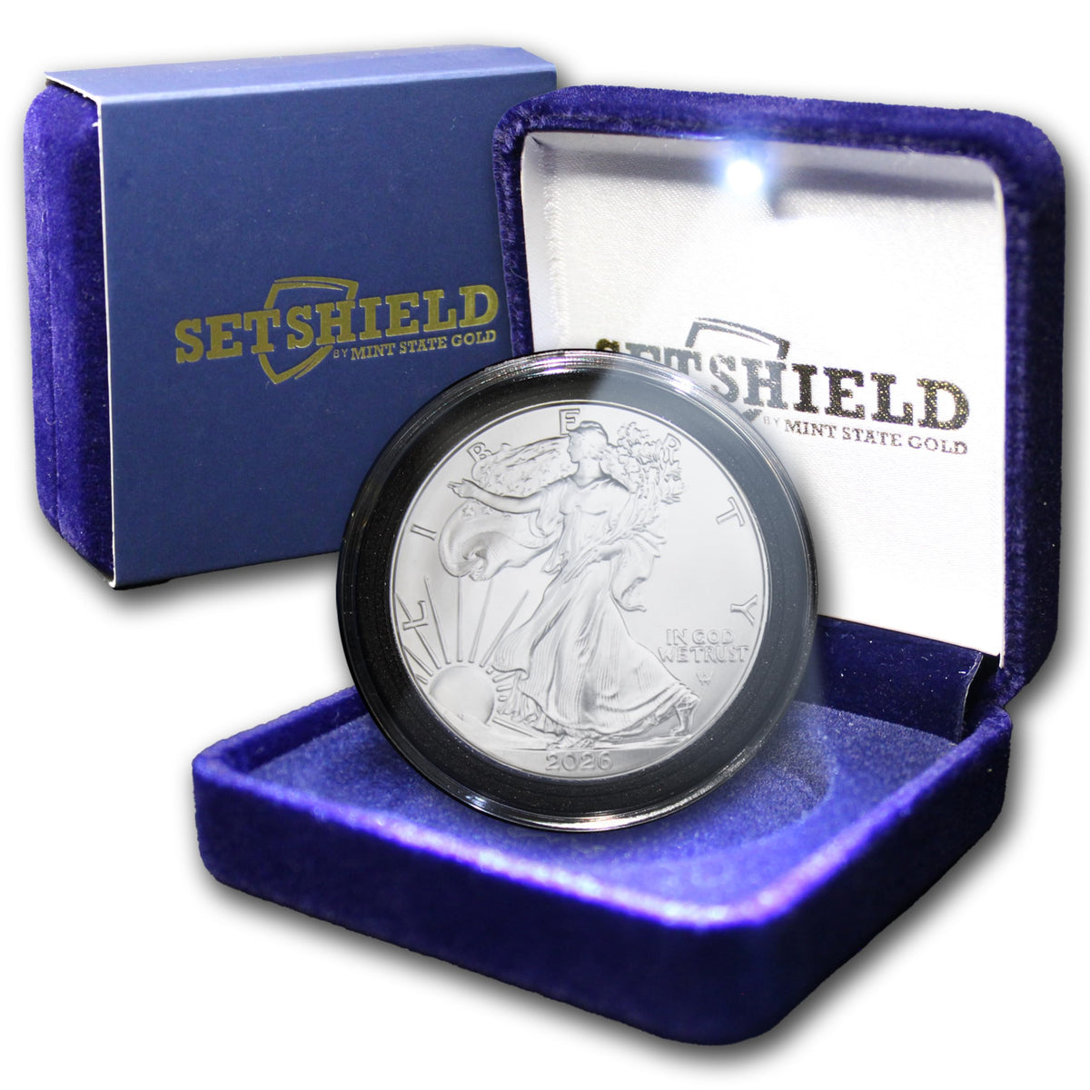 1 oz American Silver Eagle Coin with LED Presentation Box A70396