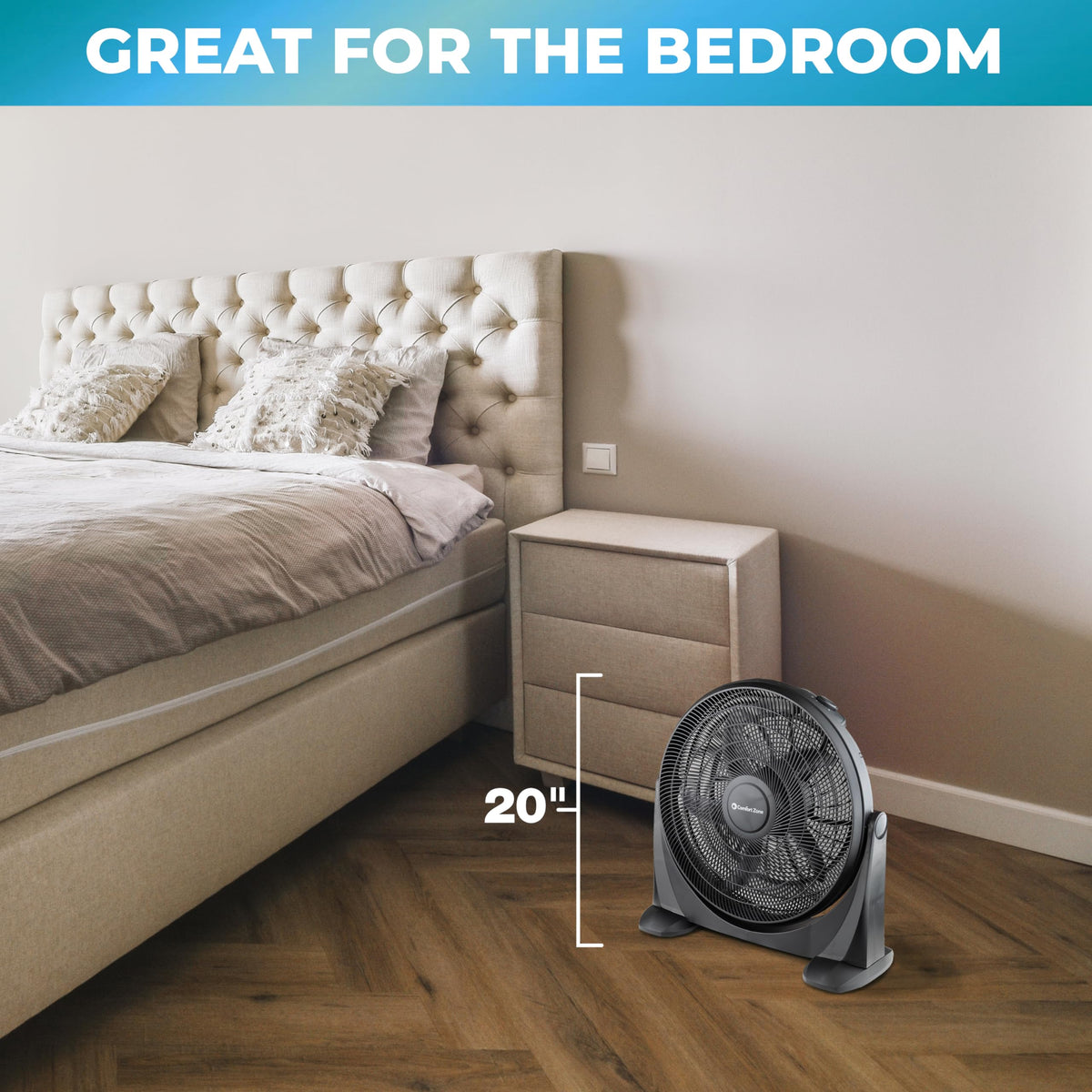 20-Inch High-Velocity Floor Fan with 3 Speeds, Black D43406