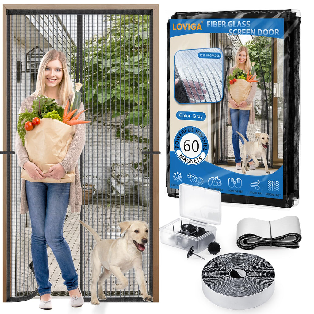 Magnetic Closure Fiberglass Screen Door Mesh 36 Inch X 82 Inch C648