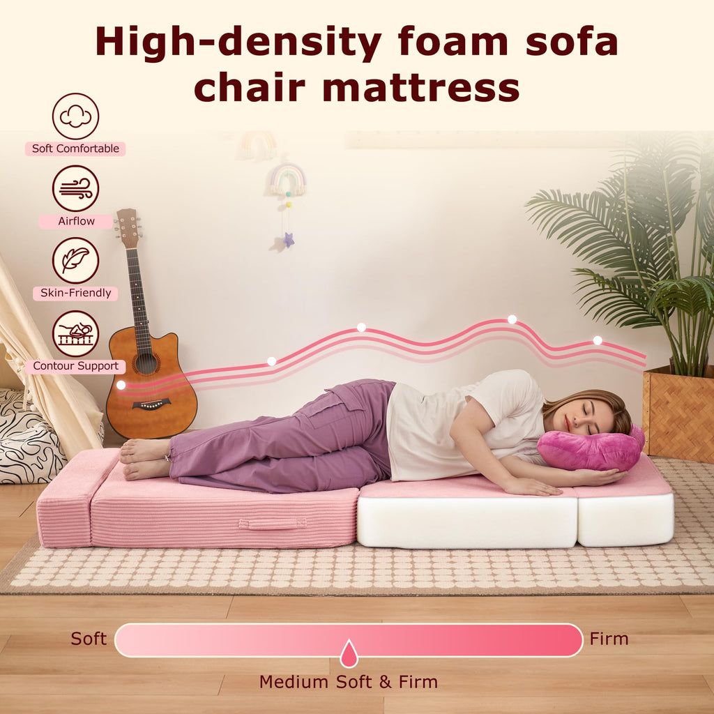 Pink Folding Convertible Sofa Bed M1312