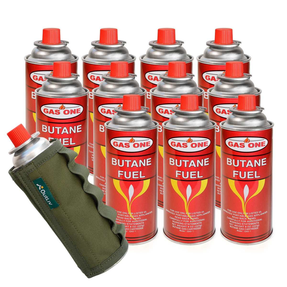 Tactical Outdoor Protective Canister Sleeve for 8oz Butane Fuel Canisters Pack of 12 Woodland Green P984