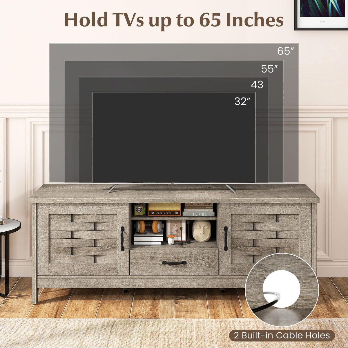 Farmhouse 59" Wood TV Stand with Storage Drawer N837751
