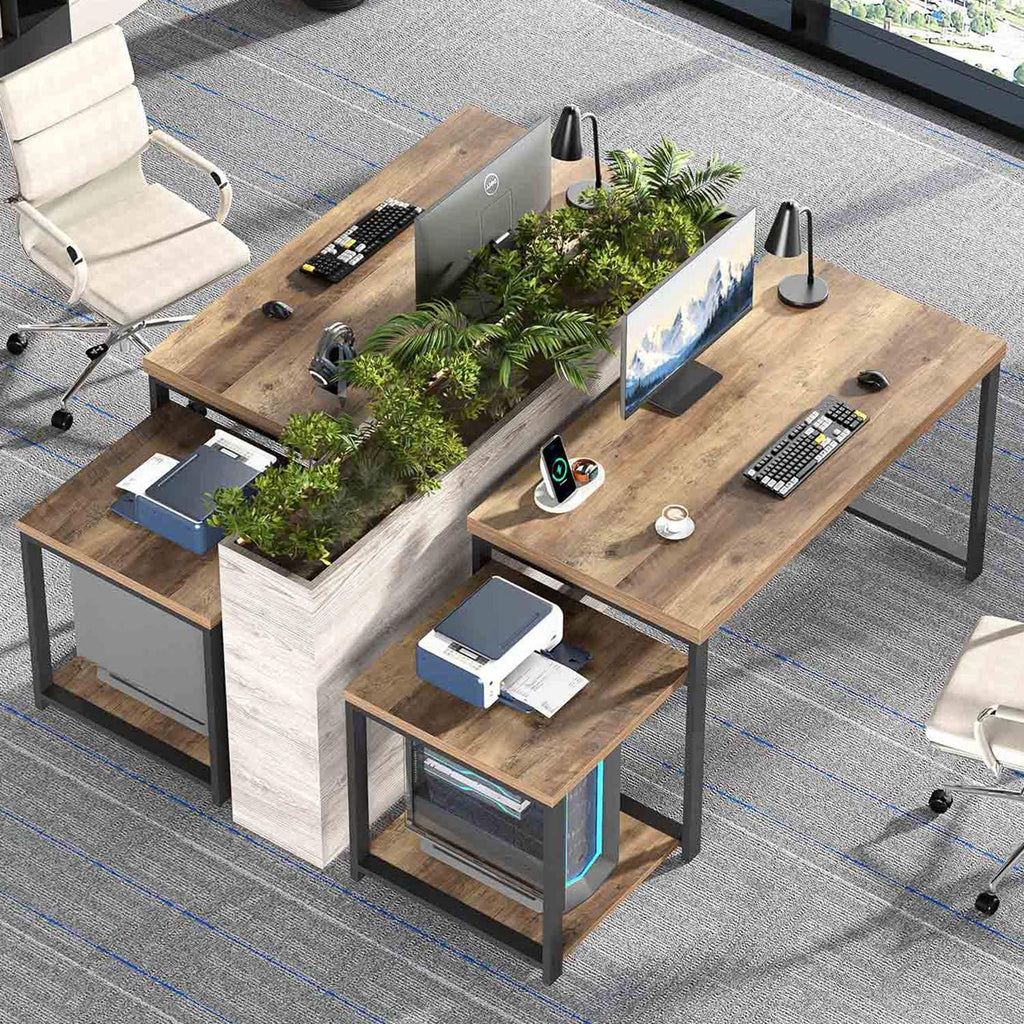 63 Inch Wood Computer Desk with Storage Shelves K236