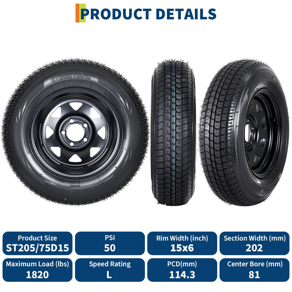 2-Pack ST205/75D15 Trailer Tires and 15" Rims A42709