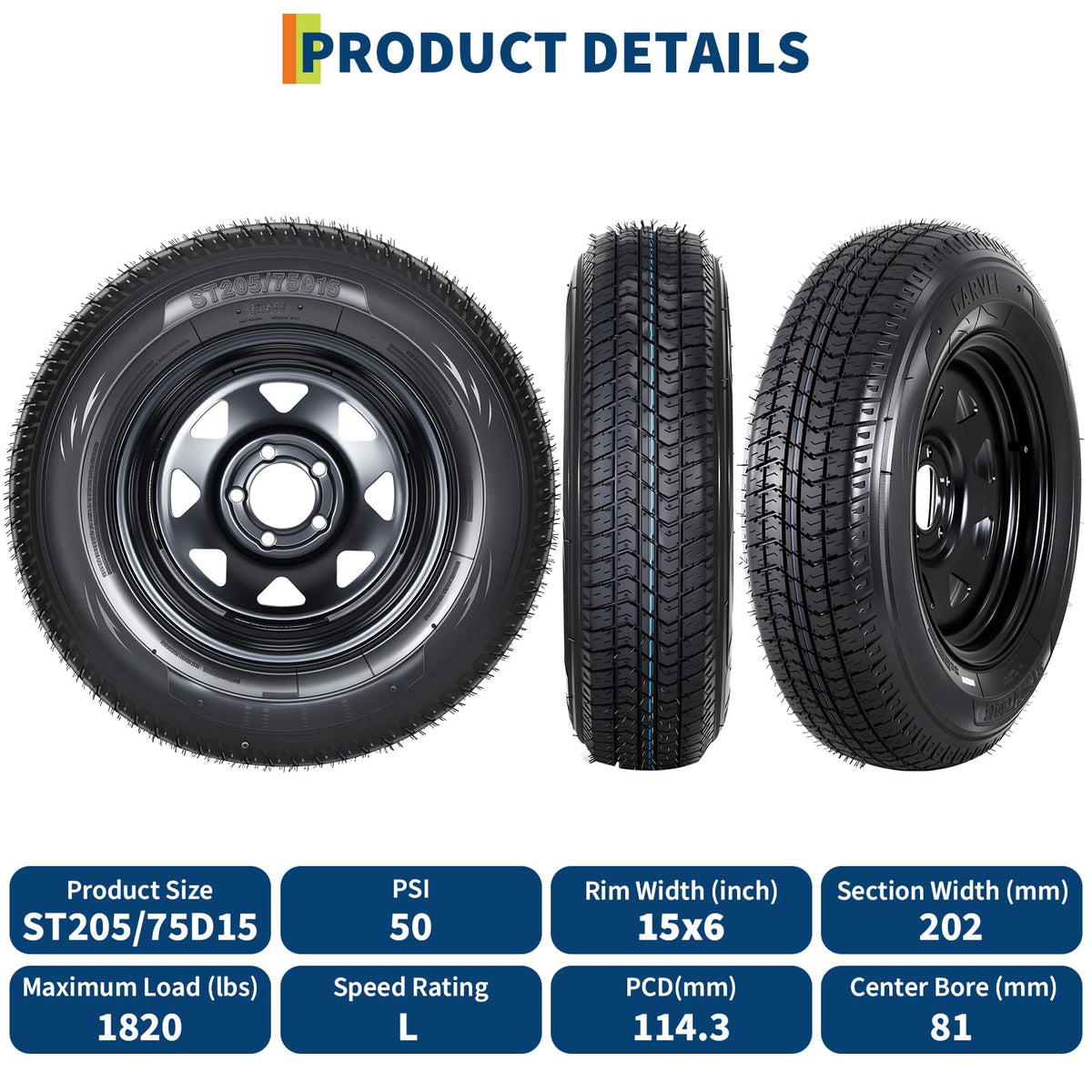 2-Pack ST205/75D15 Trailer Tires and 15" Rims A42709