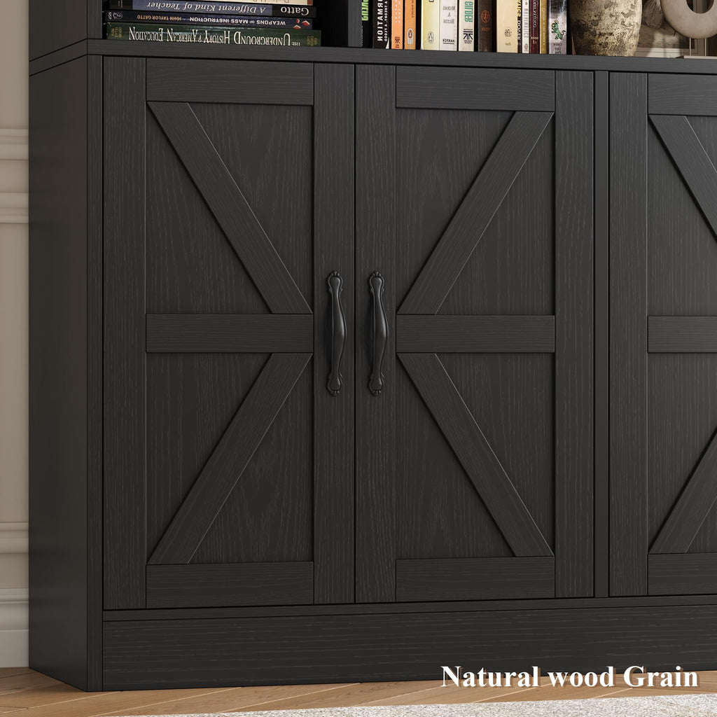 72" Tall Black Bookshelf with Storage M395807