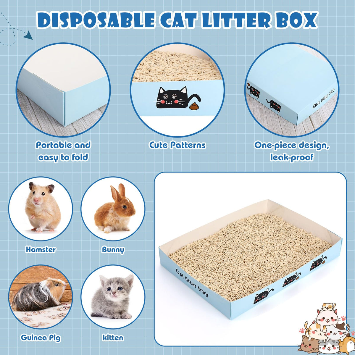 30 Pack Disposable Litter Boxes with Scoop G553