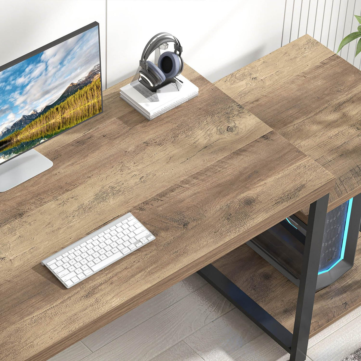 63 Inch Wood Computer Desk with Storage Shelves K236