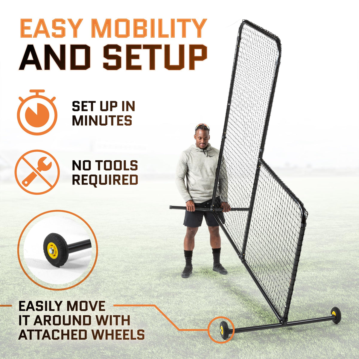 Baseball Pitching Net with Wheels 6 feet by 6 feet P3490
