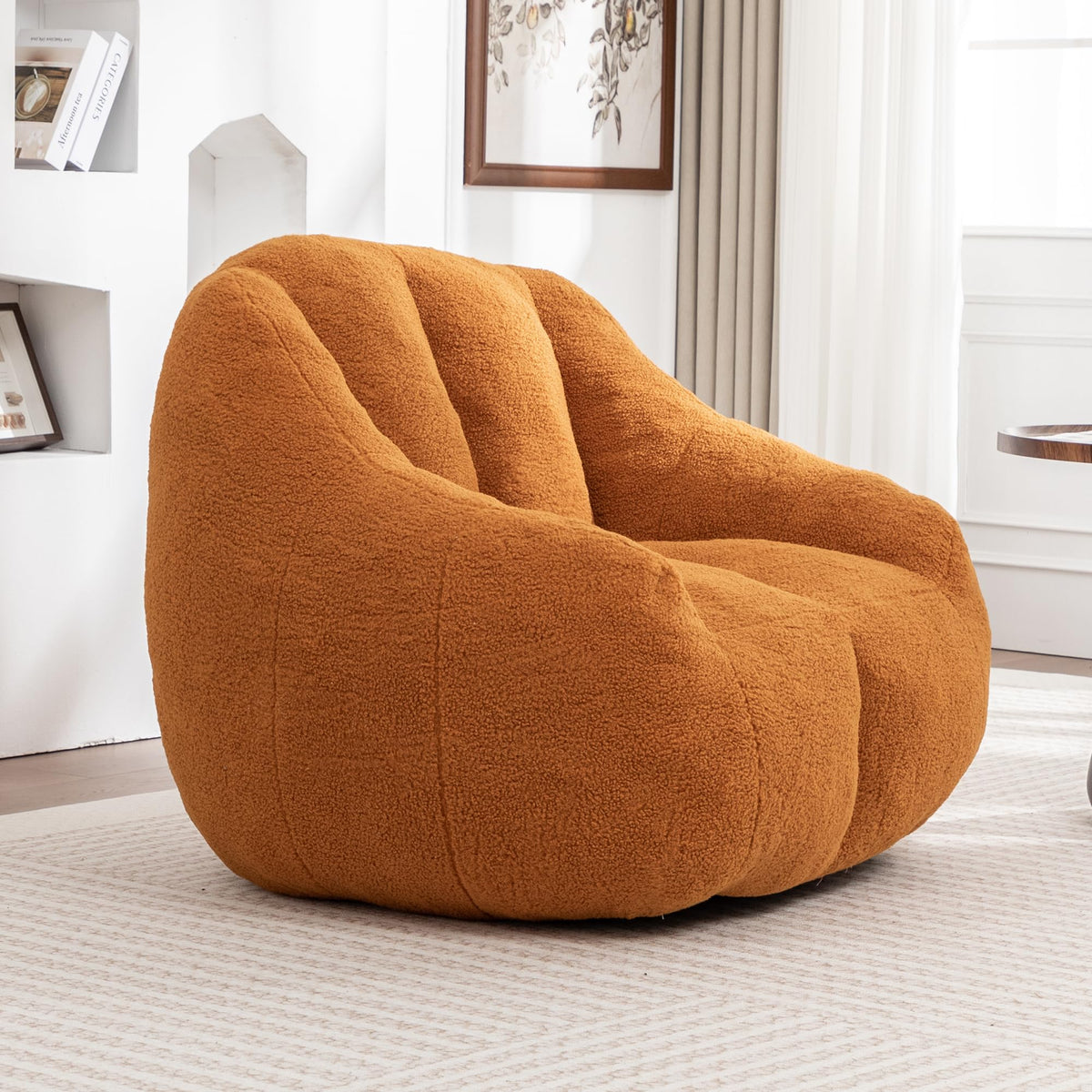 Yellow Tufted Memory Foam Bean Bag Chair O444