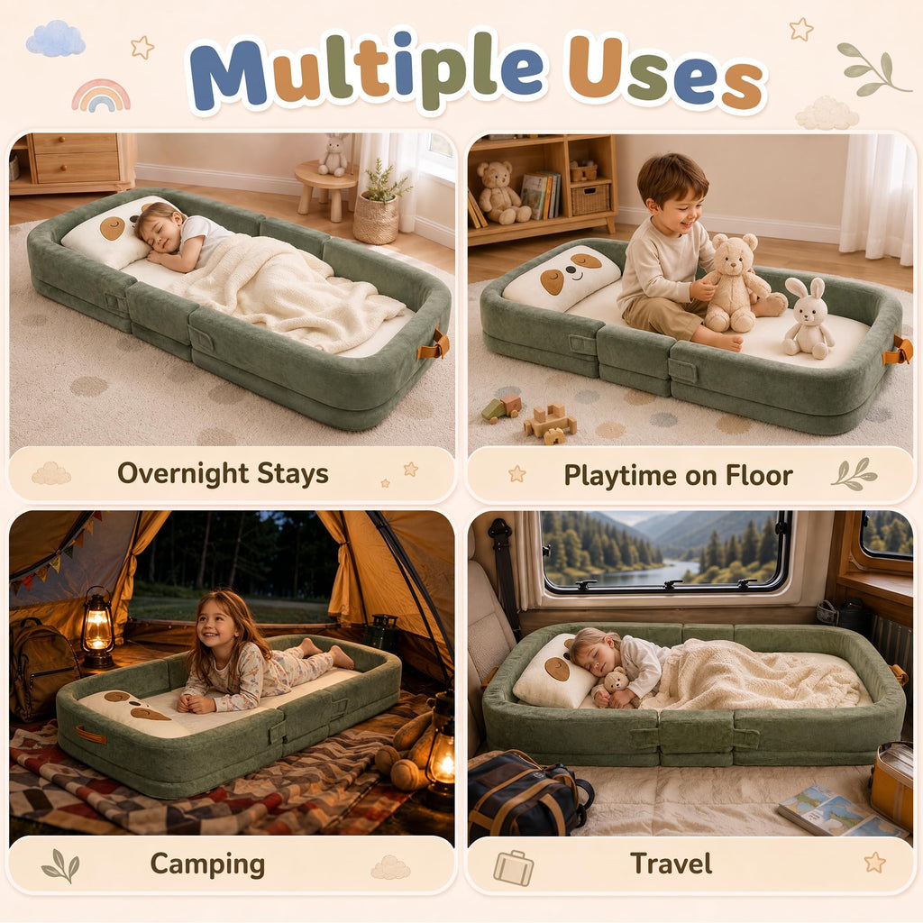 Foldable Portable Toddler Travel Bed with Pillow J25127