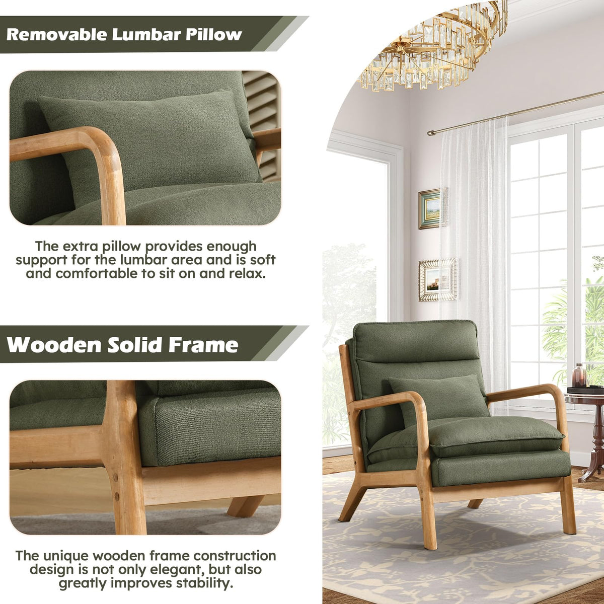 Mid Century Modern Upholstered Accent Chair Set of 2 R700349