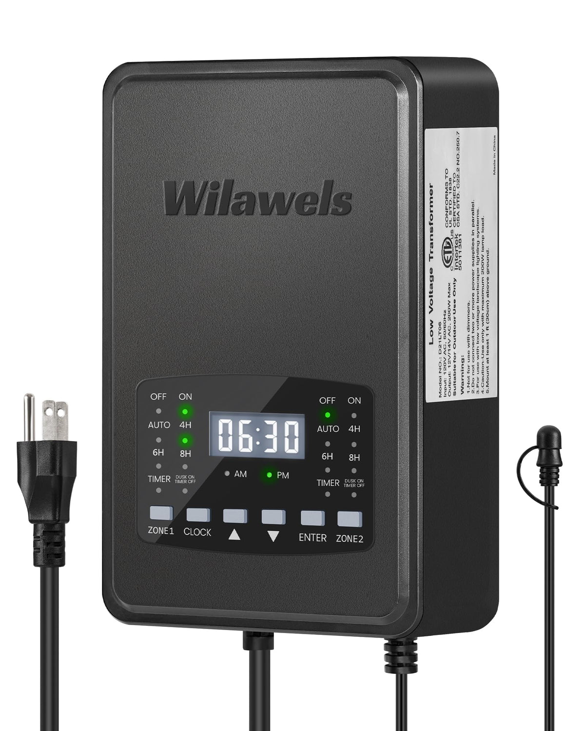 200W Low Voltage Landscape Transformer with Timer & Photocell Sensor T6342
