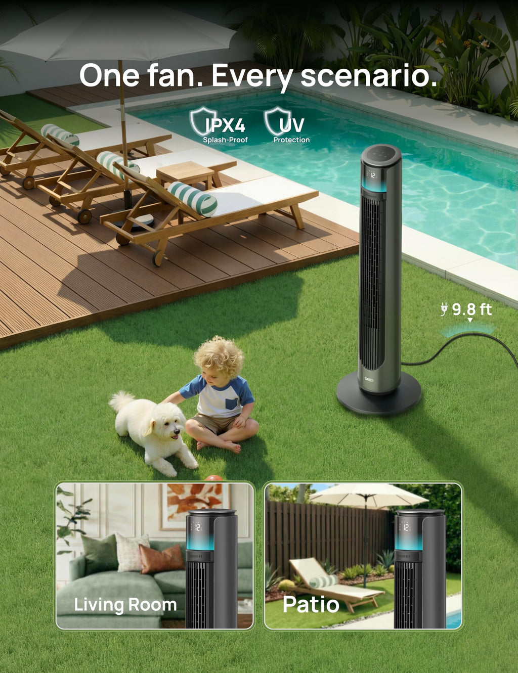 Smart Tower Fan 33 ft/s 20 dB E6532