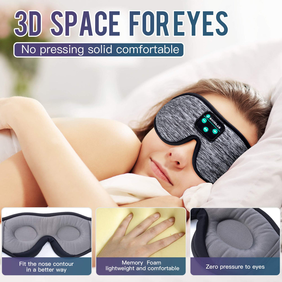 3D Sleep Mask with Bluetooth Headphones W68443