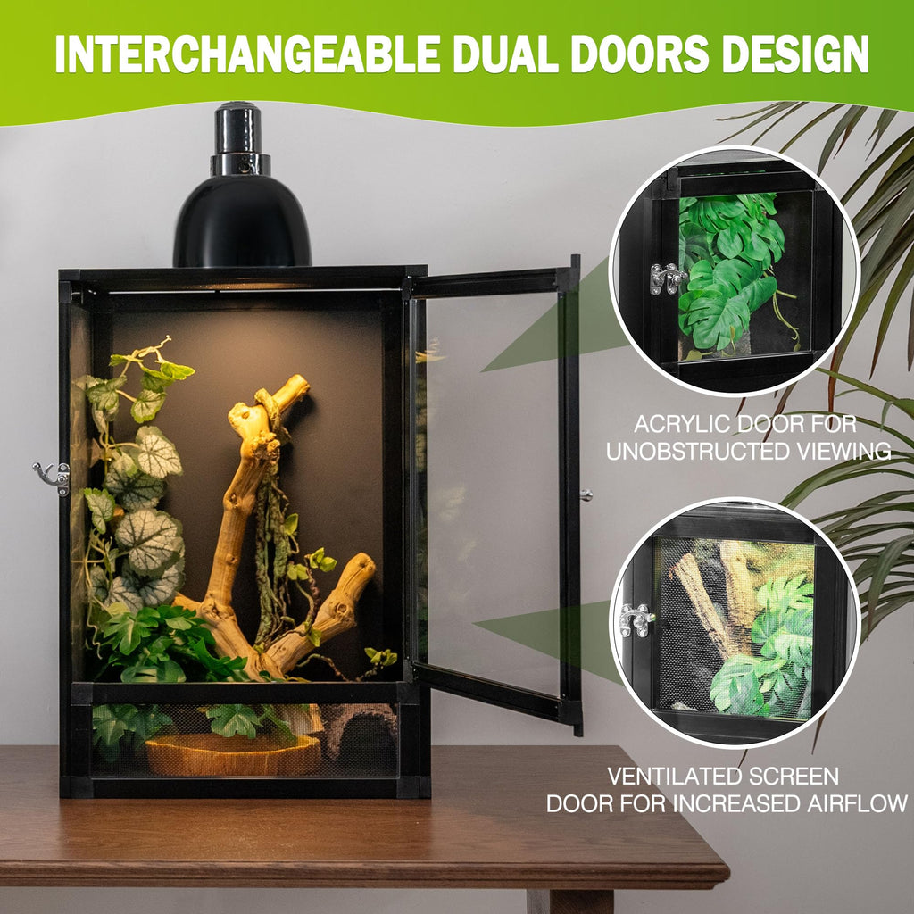 12"x12"x18" PVC Reptile Terrarium with Screen & Acrylic Doors S8992
