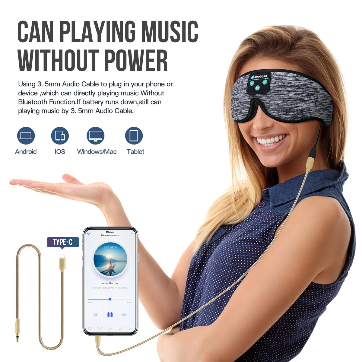 3D Sleep Mask with Bluetooth Headphones W68443