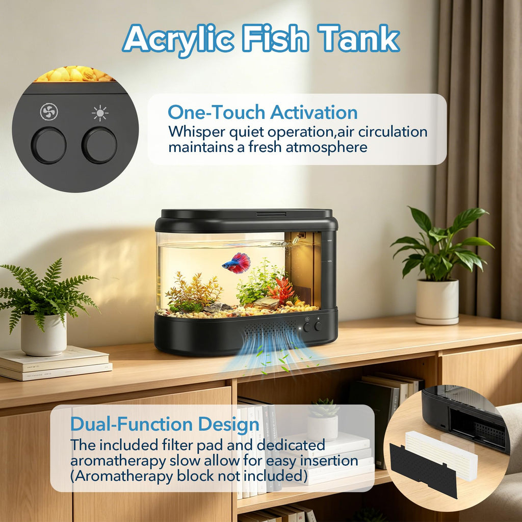 Black 1 Gallon Acrylic Aquarium Kit I323