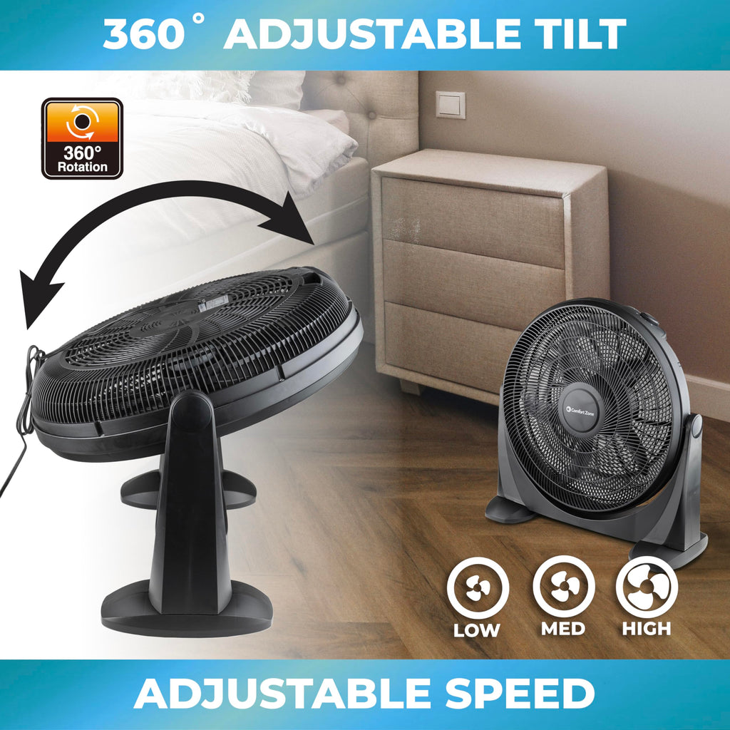 20-Inch High-Velocity Floor Fan with 3 Speeds, Black D43406