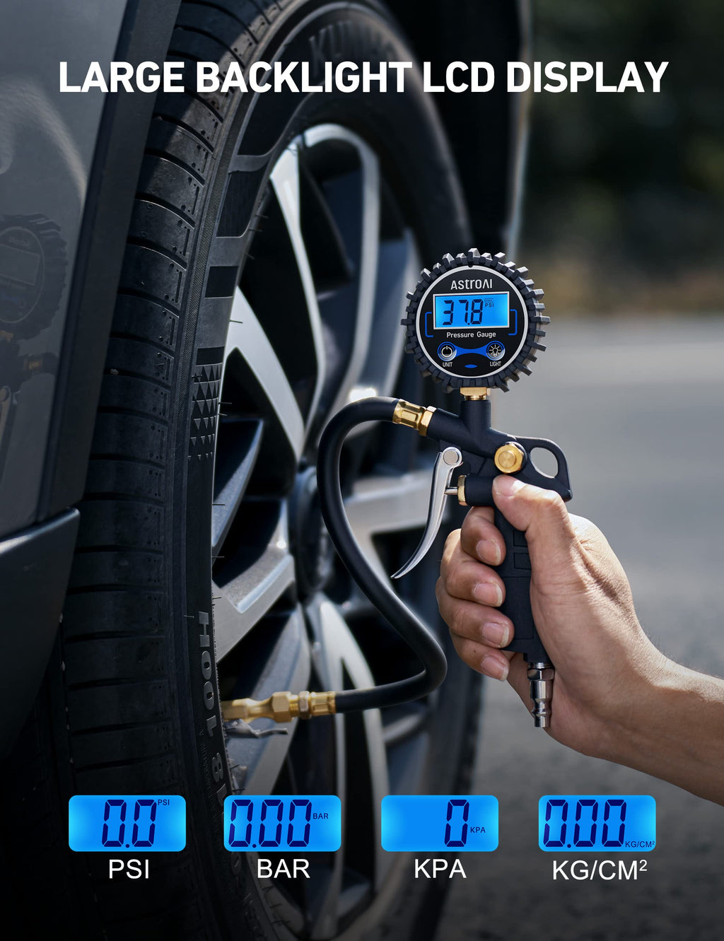 Digital Tire Pressure Gauge with Inflator 3-250 PSI U9888