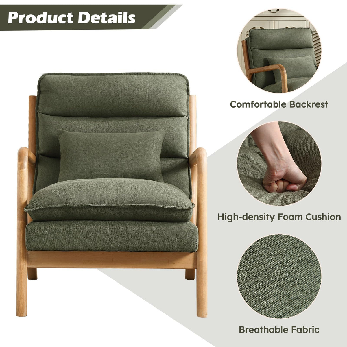 Mid Century Modern Upholstered Accent Chair Set of 2 R700349