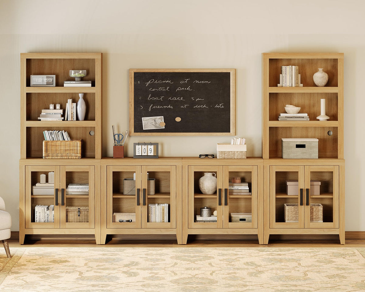 Oak Modular TV Stand with Bookshelves W46663