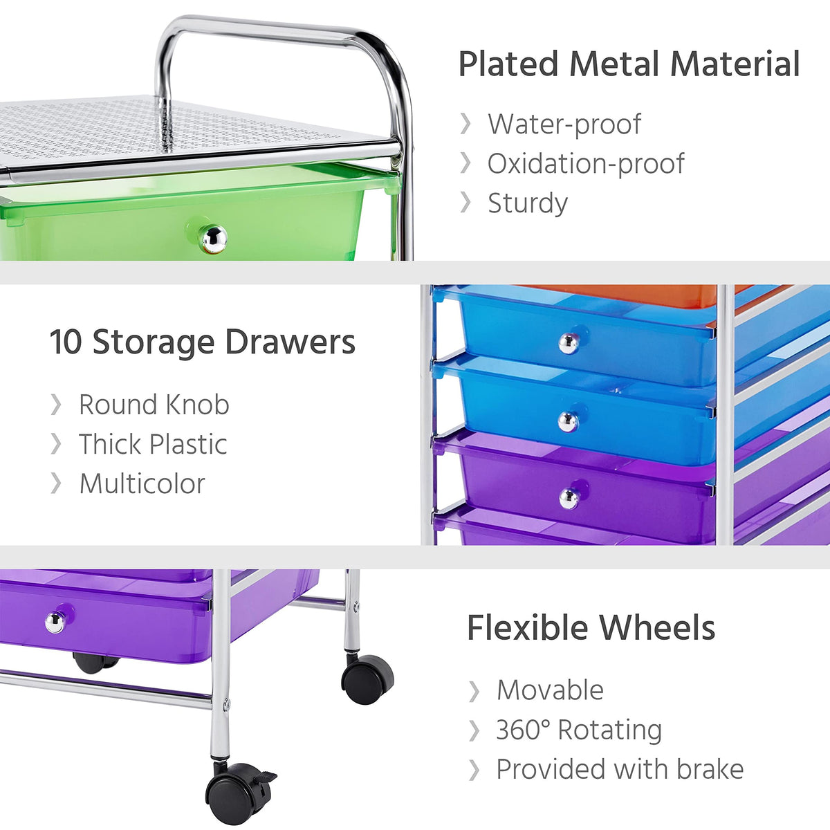 10 Drawer Rolling Storage Cart with Wheels X457